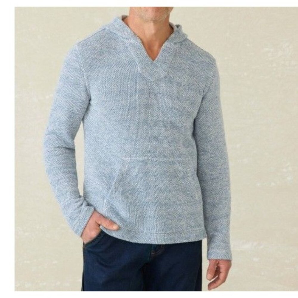 Faherty Whitewater Hoodie French Terry Sweatshirt In Whitewater Size Large